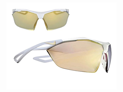 Nike Vapor Wing R Matte White Wrap Frame/Gold Mirrored Lenses Sunglasses/Includes branded case
