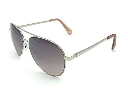BCBG Silver Tone/Gray Brown Gradient Aviator Sunglasses
