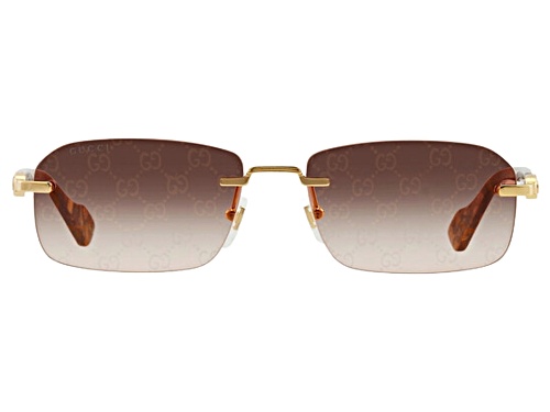 Gucci Gold and Burgundy Rectangular Black Frame / Burgundy Lenses Sunglasses
