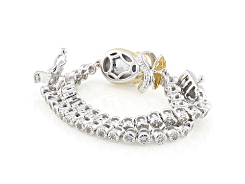 2.91ctw Paraiba Opal, Grizzly Emerald, Zircon Rhod/24K Gold Over Palladium Sterling Silver Bracelet - Size 8