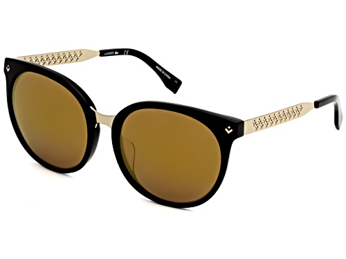 Lacoste Black and Gold/Brown Round Sunglasses