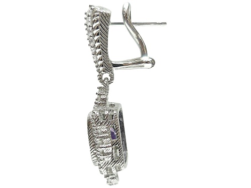 Judith Ripka 3.95ctw Amethyst And 1.8ctw Bella Luce Rhodium Over Sterling Silver Earrings