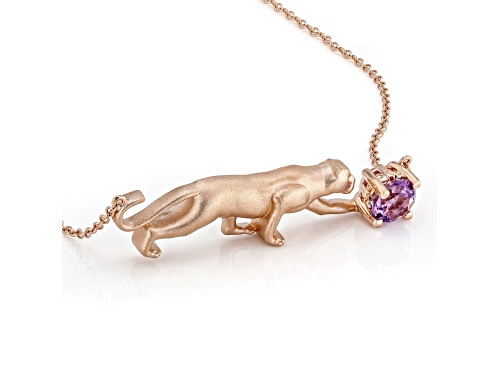 1.85ct Amethyst Rhodium And 18k Rose Gold Over Palladium Sterling Silver Panther Necklace - Size 18