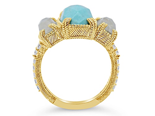 Judith Ripka 18x8mm Turqouise And 3.56ctw Bella Luce 14K Gold Clad Ring - Size 11