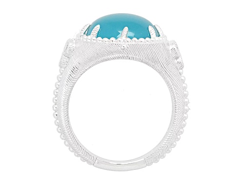 Judith Ripka Oval Paraiba Blue Agate And 0.23ctw Bella Luce Rhodium Over Sterling Silver Ring - Size 6