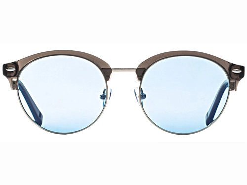 Elton John WOODSTOCK Round Crystal Black Frame / Blue Lenses Sunglasses
