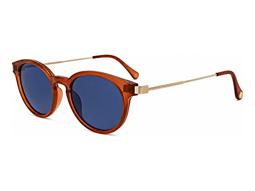 BCBG Shiny Milky Orange Brown Cat Eye Frame / Blue Lenses Sunglasses
