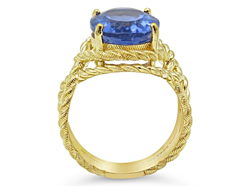 Judith Ripka 7ct Oval Blue Fluorite 14K Gold Clad Ring - Size 11