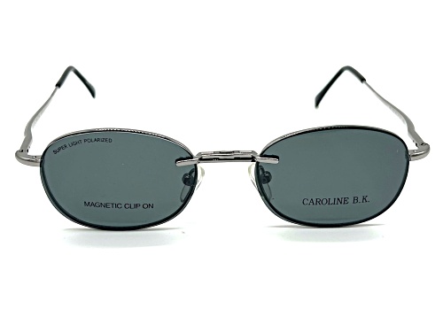 Caroline B.K. Silver Tone Eyeglasses Frame/ Clear Demo Lenses with Magnetic Gray Sunglasses
