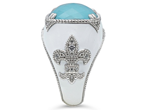 Judith Ripka 13x13mm Turqouise Simulant And Bella Luce Rhodium Over Sterling Silver Ring - Size 6