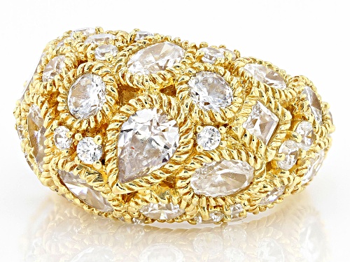 Judith Ripka 8.30ctw Bella Luce® Diamond Simulant 14K Gold Clad Dome Ring - Size 10