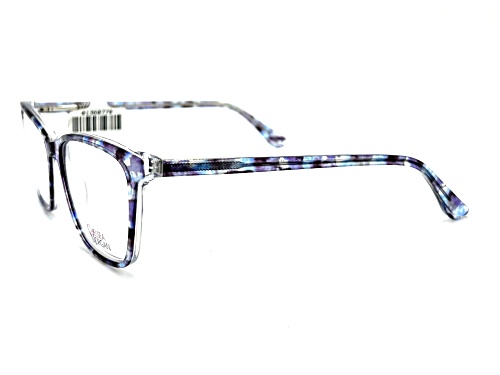 Chelsea Morgan Blue and Purple Tortoise Square Frame / Clear Demo Lenses Eyeglasses