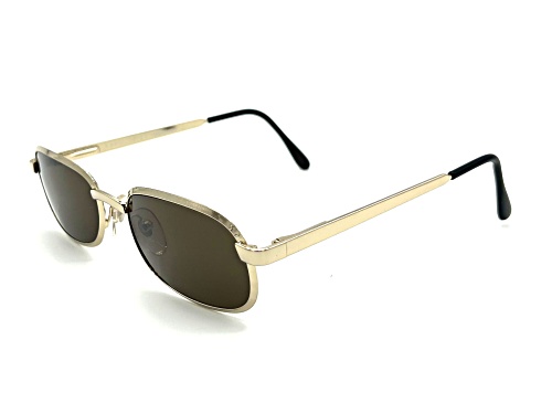 Caroline B.K. Gold Tone Oval Frame / Brown Lenses Sunglasses