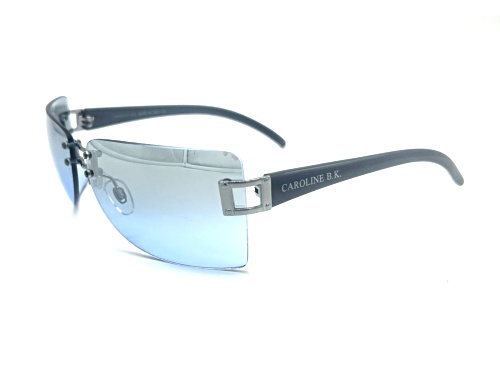 Caroline B.K. Black and Silver Butterfly Frame / Blue Lenses Sunglasses