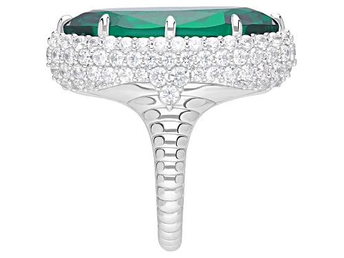 Judith Ripka 15.00ct Emerald Simulant & 5.00ctw Bella Luce® Rhodium Over Sterling Silver Ring - Size 5
