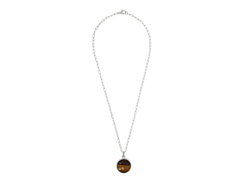 Judith Ripka Tiger's Eye Verona Rhodium Over Sterling Silver Necklace - Size 24