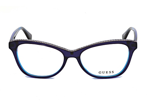 Guess Blue Silver Detail Clear Lens Demo Lens Eyeglasses Frames