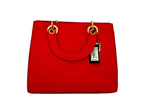 Badgley Mishcka Medium Size Tote with Big Logo Eyelet in Red with Keychain Model # BM-4040-RED