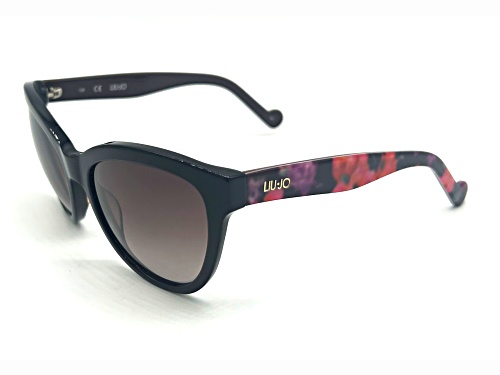 Liu Jo Black and Pink Floral Cat Eye Frame / Gray Gradient Sunglasses