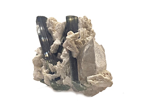 Pakistani Green Tourmaline, Pink Apatite, Quartz and Albite 12x8cm Specimen