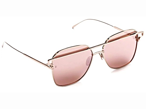 Sunday Somewhere JESSE Square Brushed Rose Gold Frame/ Pink Orange Lenses Sunglasses