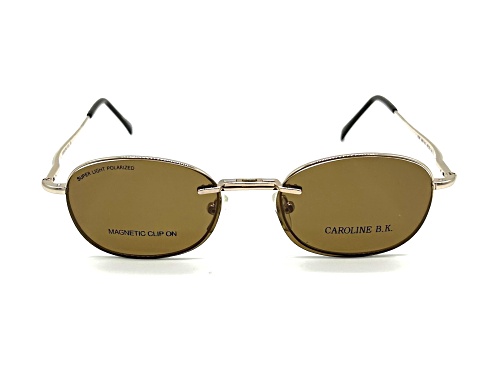 Caroline B.K. Gold Tone Eyeglasses Frame/ Clear Demo Lenses with Magnetic Brown Sunglasses