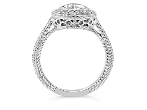 Judith Ripka 2.87ctw Pear and Round Bella Luce Diamond Simulant Rhodium Over Sterling Silver Ring - Size 11