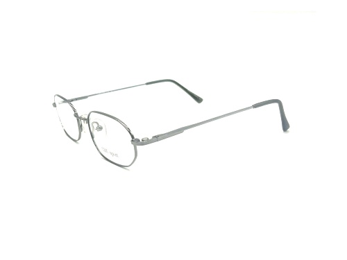Caroline B.K. Silver Tone Eyeglasses Frame /Clear Lenses with Magnetic Gray Sunglasses Attachment