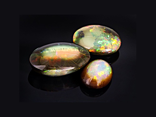 Ethiopian Opal Oval Cabochon Set of 3 18.02ctw