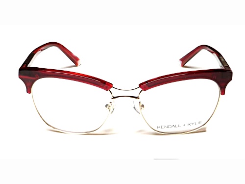 Kendall + Kylie Burgundy and Gold Tone Cat Eye Frame / Clear Demo Lenses Eyeglasses