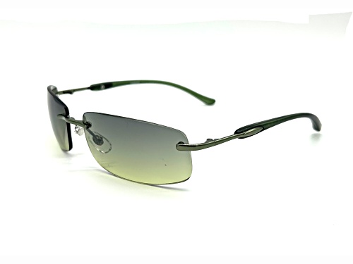 Caroline B.K. Green Rimless Wrap Around Frame / Green Lenses Sunglasses