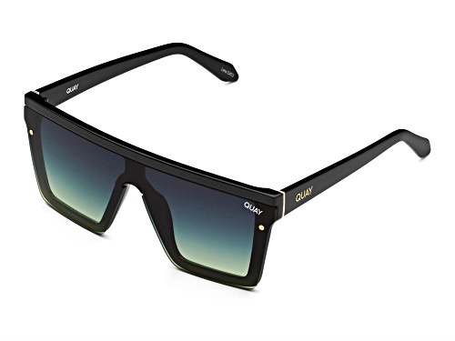 QUAY Hindsight Shield Black Frame / Smoke Green Lenses Sunglasses