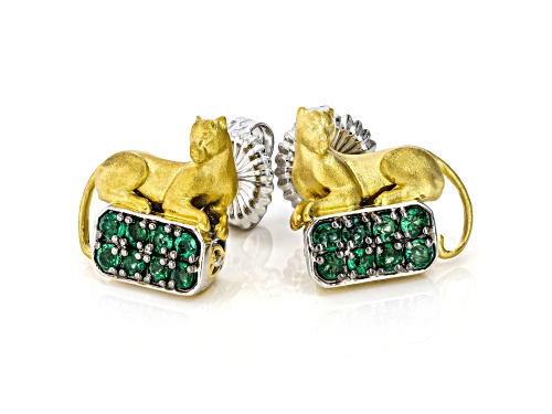 0.77ctw Grizzly Emerald Rhodium & 24K Gold Over Palladium Sterling Silver Earrings