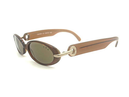 Caroline B.K. Caramel Brown w Metal Accent Oval Frame / Brown Gray Lenses Sunglasses