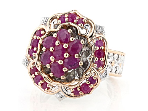 2.50ctw Ruby Rhodium & 18k Rose Gold Over Palladium Sterling Silver Ring - Size 7