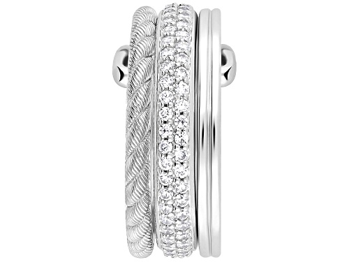 Judith Ripka 1.28ctw Bella Luce® Diamond Simulant Rhodium Over Sterling Silver Textured Band Ring - Size 5