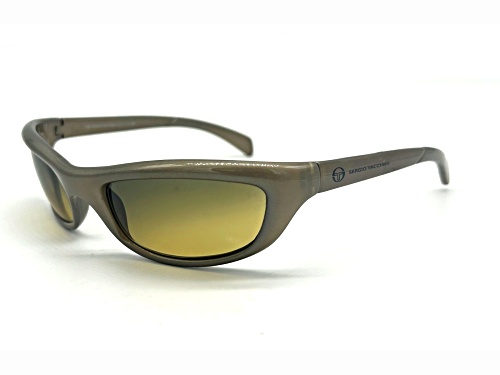 Sergio Tacchini Taupe Wrap Around Oval Frame / Yellow Brown Lenses Sunglasses