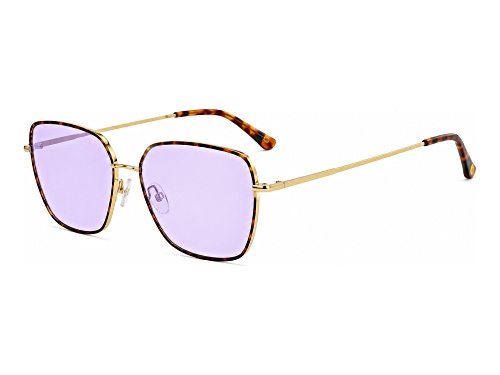 BCBG Brown Tortoise Square Frame / Purple Lenses Sunglasses