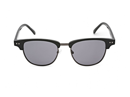 Calvin Klein Men's Shiny Black Rectangular Frame / Solid Smoke Lenses Sunglasses