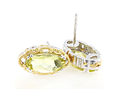 3.83ctw Oval Ouro Verde Rhodium & 24K Yellow Gold Over Palladium Sterling Silver Earrings