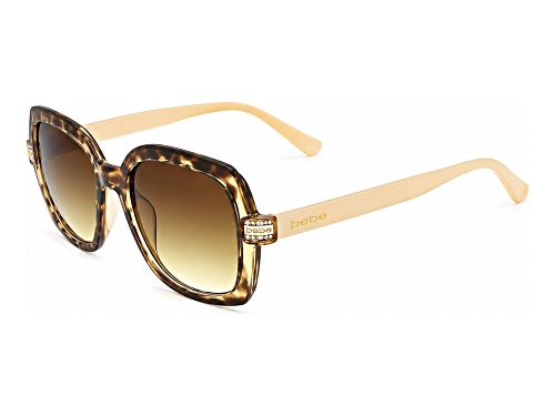 BEBE Cream Tortoise Square Frame / Brown Gradient Lenses Sunglasses