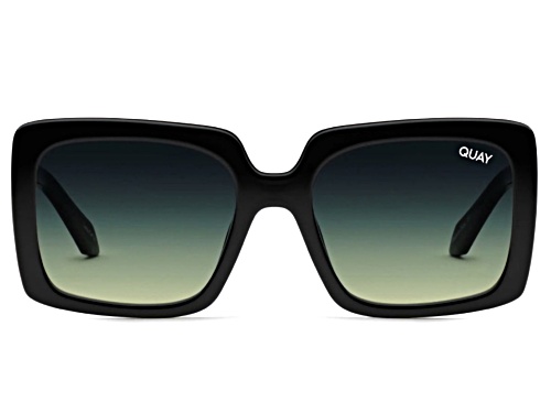 QUAY Total Vibe Black Square Frame / Smoke Green Lenses Sunglasses
