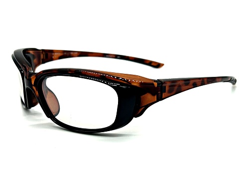 Liberty Sport Crosstrainer Black and Amber Rectangular Frames / Clear Lenses Sunglasses