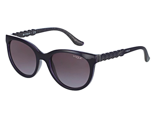 Vogue Women's Black Glitter Cat Eye Frame / Purple Gray Lenses Sunglasses