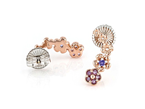 0.45ctw Amethyst And Tanzanite 18K Rose Gold Over Palladium Sterling Silver Earrings