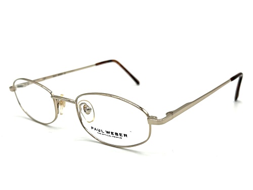 Paul Weber Gold Tone Rectangular Frame / Clear Demo Lenses Eyeglasses