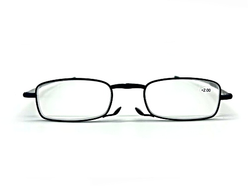 Van Heusen Foldable Black Rectangular Frame / Clear Lenses Eyeglasses Readers +2.00
