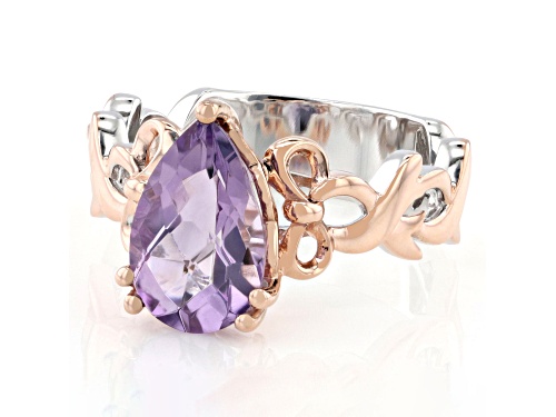 2.75ct Lavender Amethyst Rhodium & 18K Rose Gold Over Palladium Sterling Silver Ring - Size 10