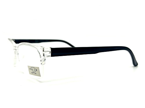 OSCAR Optix by OSCAR de la Renta Shiny Crystal Clear Rectangular Eyeglasses Readers +2.00