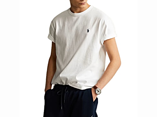 Polo by Ralph Lauren Men's White Crew Neck T-Shirt with Logo Size Medium